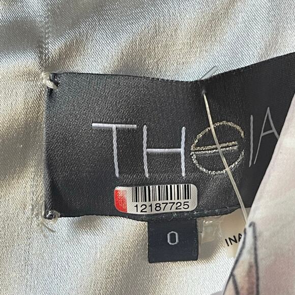 Theia Floral Ruffle Midi Dress Blush Pink Size 0 - Picture 8 of 9